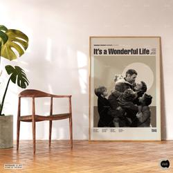 It's a Wonderful Life, Retro Movie Poster, Midcentury Modern, Retro Tv Show Poster Meaningful Gift For Family Gift For Boyfriend Valentine Gift Birthday Gift Holiday Gift