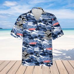 Natural Light Hawaiian Sea Island Pattern Shirt, Hawaiian Beer Shirt Gift For Your Girlfriend Boyfriend Gift For Love Gift For Friend Best Valentine Present Holiday Gift
