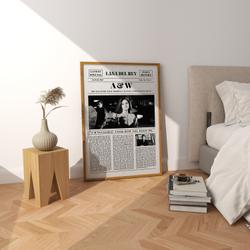 Lana Del Rey AW, Retro Newspaper Print, Retro Newspaper Art, American Whore Poster Meaningful Gift For Family Gift For Boyfriend Valentine Gift Birthday Gift Holiday Gift