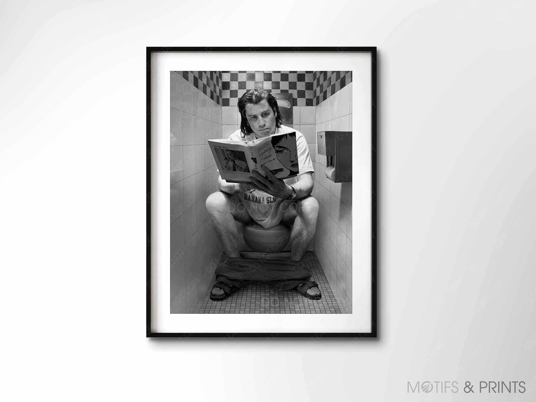 Pulp Fiction Poster, Toilet Scene John Travolta In 'Pulp Fiction' Poster Meaningful Gift For Family Gift For Boyfriend Valentine Gift Birthday Gift Holiday Gift