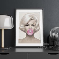 Marilyn Monroe Blowing Bubble Gum Art Poster Meaningful Gift For Family Gift For Boyfriend Valentine Gift Birthday Gift Holiday Gift