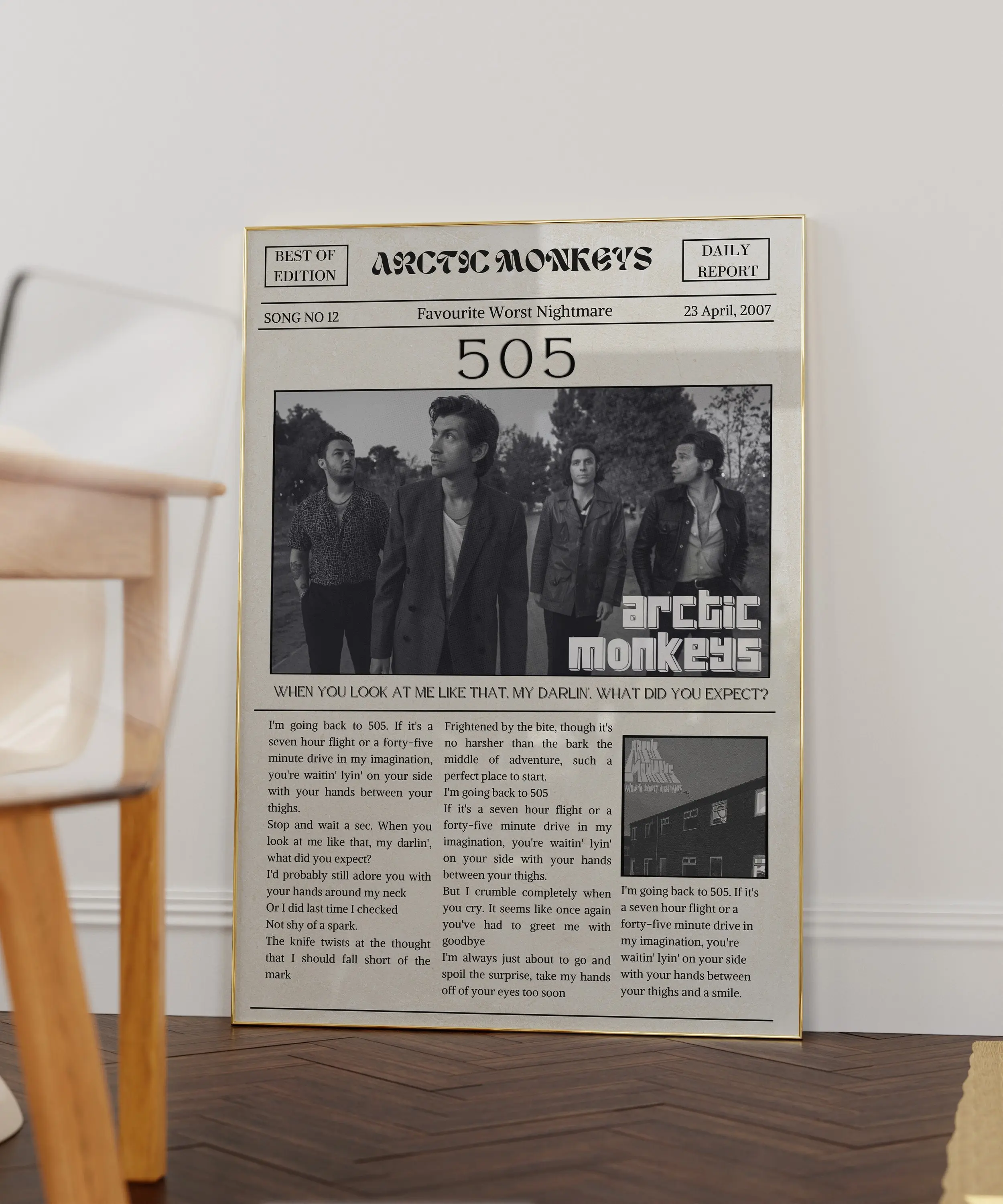 Arctic Monkeys Newspaper Poster 505. Arctic Monkeys Favourite Worst Nightmare Album Meaningful Gift For Family Gift For Boyfriend Valentine Gift Birthday Gift Holiday Gift