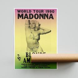 Madonna world tour 1990 poster, Band poster, Concert Poster, Music Poster Meaningful Gift For Family Gift For Boyfriend Valentine Gift Birthday Gift Holiday Gift