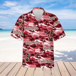 Captain Morgan Hawaiian Sea Island Pattern Shirt, Hawaiian beer Shirt Gift For Your Girlfriend Boyfriend Gift For Love Gift For Friend Best Valentine Present Holiday Gift