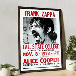 Frank Zappa and Alice Cooper 1972 Concert Poster , Wall Art Meaningful Gift For Family Gift For Boyfriend Valentine Gift Birthday Gift Holiday Gift