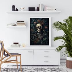 Botanical Skeleton Painting, Vintage Canvas Meaningful Gift For Family Gift For Boyfriend Valentine Gift Birthday Gift Holiday Gift