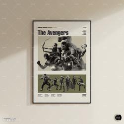 The Avengers, Retro Movie Poster, Midcentury Modern, Retro Tv Show Poster, Minimal Movie Art Meaningful Gift For Family Gift For Boyfriend Valentine Gift Birthday Gift Holiday Gift