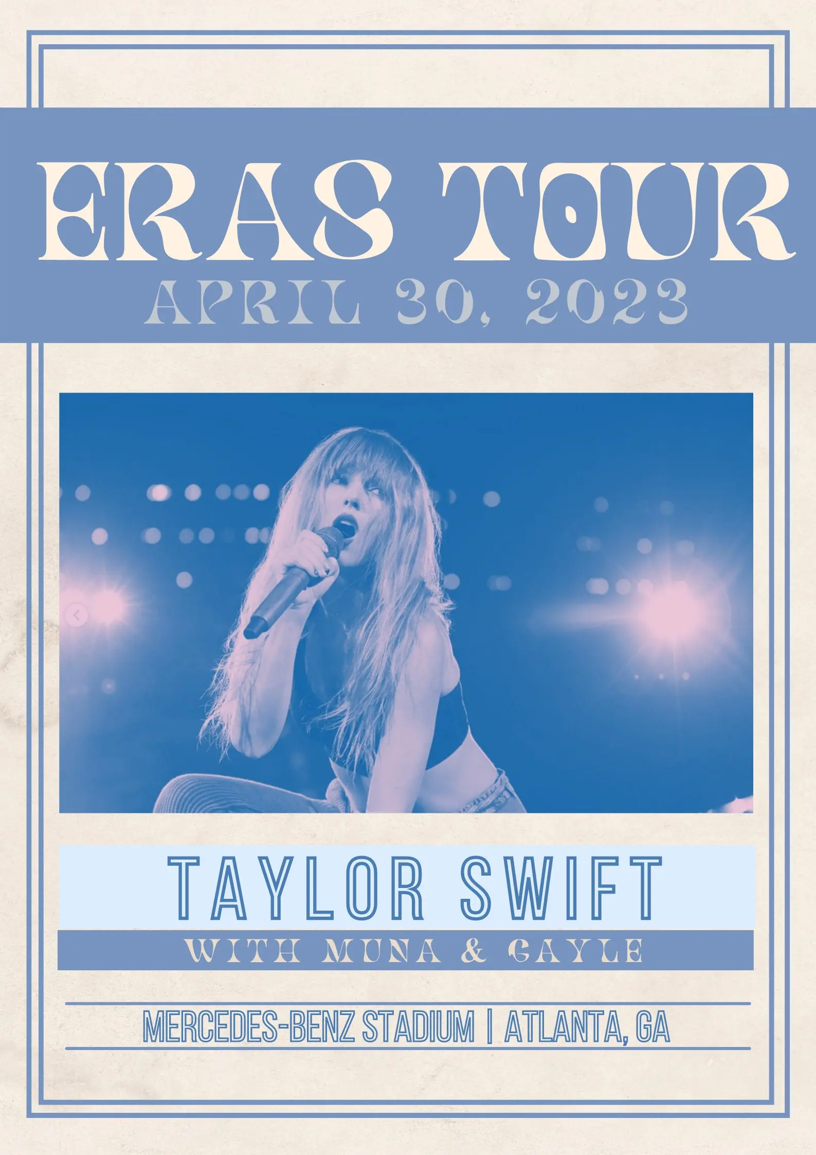 Taylor Eras Tour Poster | Atlanta, GA | April 30, 2023 Meaningful Gift For Family Gift For Boyfriend Valentine Gift Birthday Gift Holiday Gift