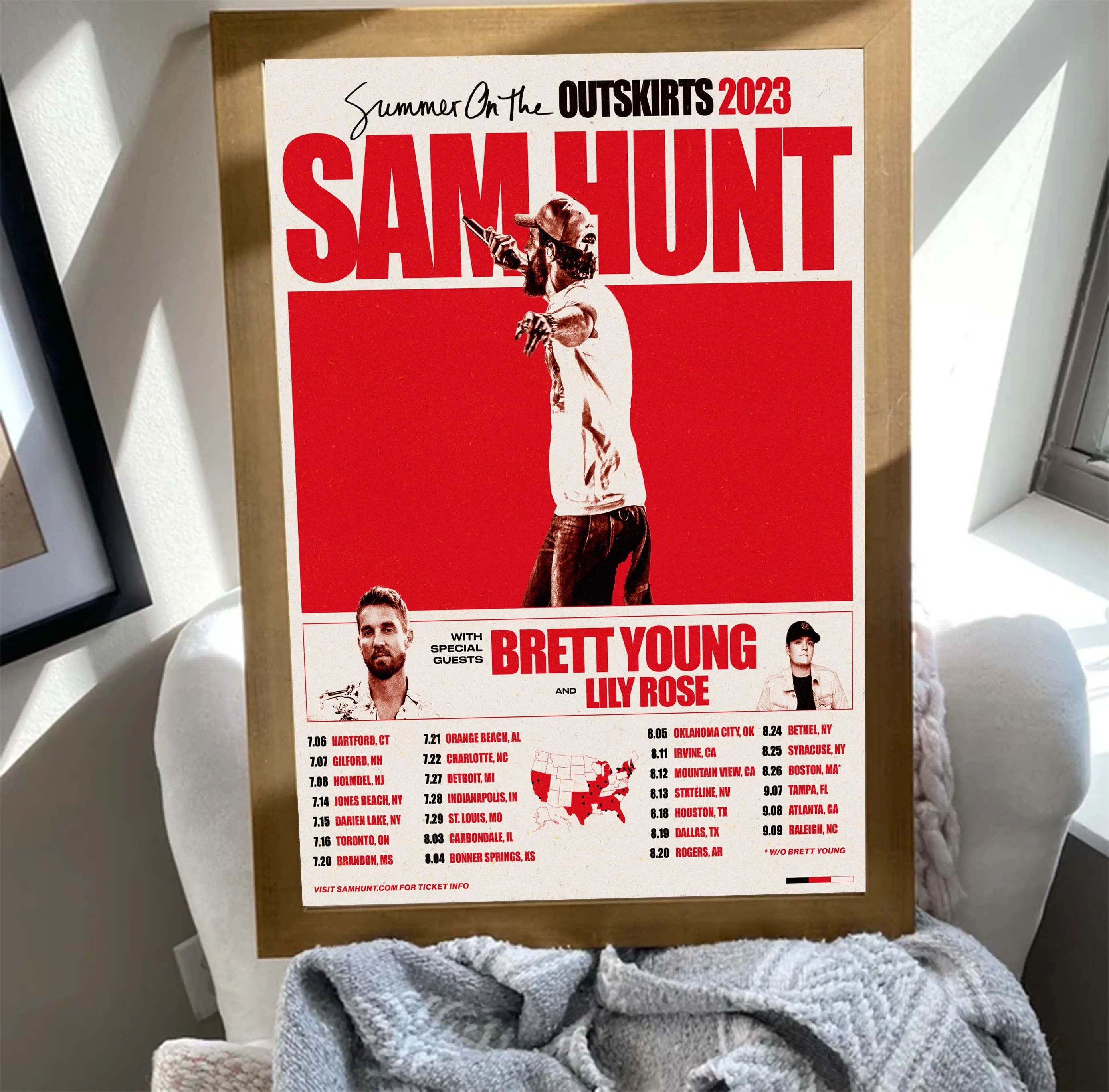 Sam Hunt Summer On The Outskirts 2023 Tour Poster Meaningful Gift For Family Gift For Boyfriend Valentine Gift Birthday Gift Holiday Gift