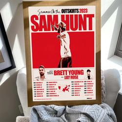 Sam Hunt Summer On The Outskirts 2023 Tour Poster Meaningful Gift For Family Gift For Boyfriend Valentine Gift Birthday Gift Holiday Gift
