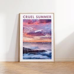 Cruel Summer Taylor Aesthetic Poster, Taylor The Eras Tour 2023 Poster Meaningful Gift For Family Gift For Boyfriend Valentine Gift Birthday Gift Holiday Gift