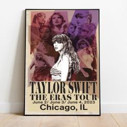 Taylor Eras Tour Chicago Poster, Custom Date and City Eras Tour Poster, Eras Tour Merch,Taylor Poster,Concert Poster For taylor version