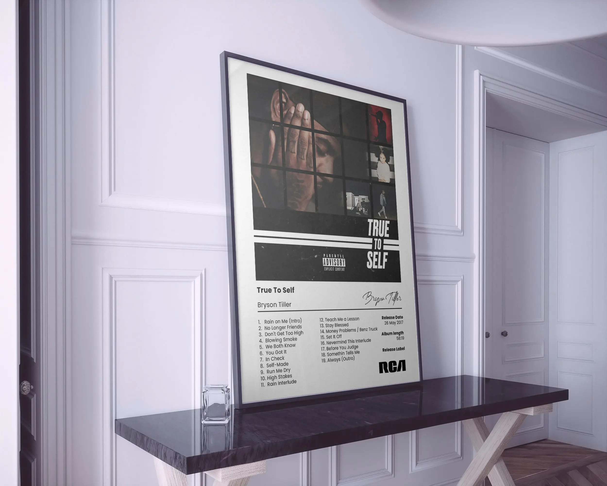 Bryson Tiller Poster | True to self Album Cover Poster Meaningful Gift For Family Gift For Boyfriend Valentine Gift Birthday Gift Holiday Gift