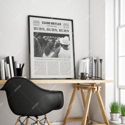 Zach Bryan Retro Print, Burn, Burn, Burn Poster, Lyrics Print, Zach Bryan Poster Meaningful Gift For Family Gift For Boyfriend Valentine Gift Birthday Gift Holiday Gift