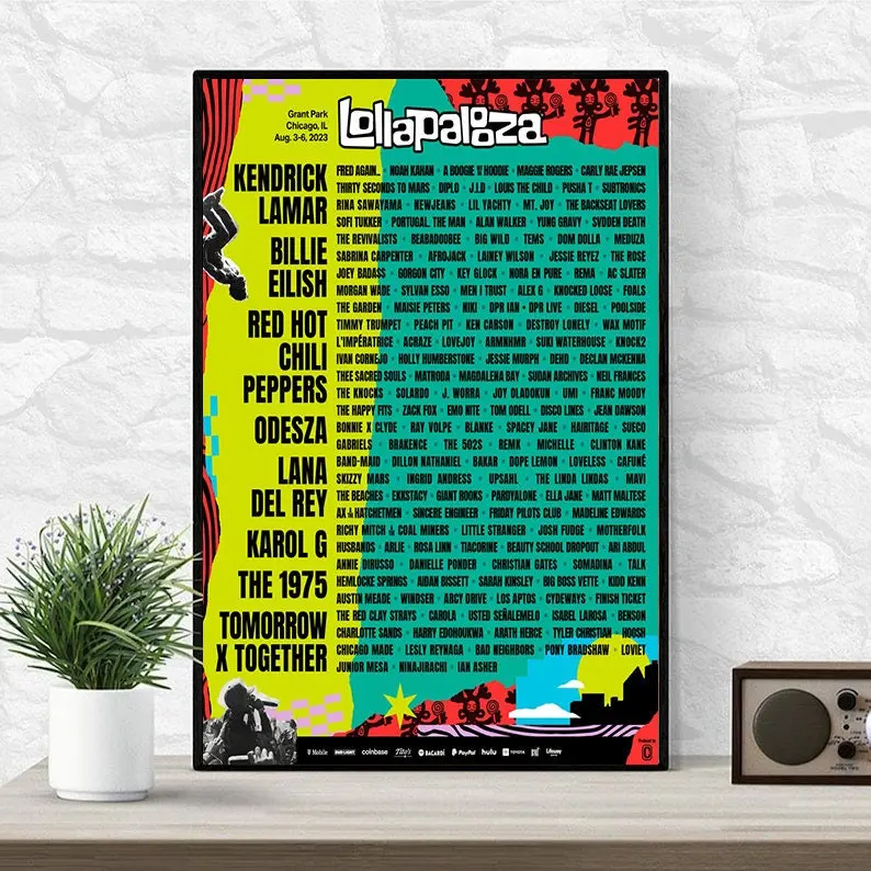 Lollapalooza Tour 2023 Poster, Music Poster Meaningful Gift For Family Gift For Boyfriend Valentine Gift Birthday Gift Holiday Gift