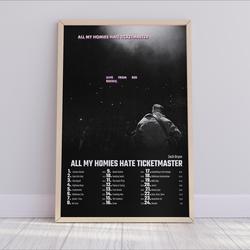 Zach Bryan - All My Homies Hate Ticketmaster Poster Meaningful Gift For Family Gift For Boyfriend Valentine Gift Birthday Gift Holiday Gift