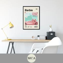 Barbie (2023) Mid-Century Art Poster Film Wall Art Meaningful Gift For Family Gift For Boyfriend Valentine Gift Birthday Gift Holiday Gift