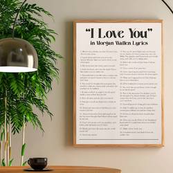 I Love You In Wallen Western Lyrics Poster Meaningful Gift For Family Gift For Boyfriend Valentine Gift Birthday Gift Holiday Gift