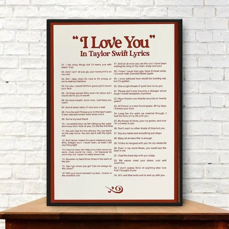 Love You In Taylor Lyrics Poster, Taylor taylor version Poster, taylor version Gift Meaningful Gift For Family Gift For Boyfriend Valentine Gift Birthday Gift Holiday Gift