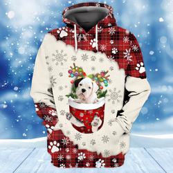 Boxer In Snow Pocket Merry Christmas 3d Hoodie, Winter Hoodie