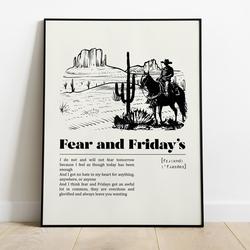Zach Bryan Fear and Friday's Poster, Music Gifts, Music Poster, Zach Bryan Poster Meaningful Gift For Family Gift For Boyfriend Valentine Gift Birthday Gift Holiday Gift