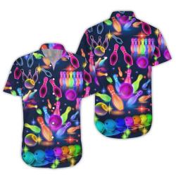 Bowling Hawaiian Shirt - Awesome Colorful Bowling Neon Light Hawaiian Shirts Gift For Your Girlfriend Boyfriend Gift For Love Gift For Friend Best Valentine Present Holiday Gift