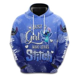 Just A Girl Who Loves Stitch Hoodie Custom Name Stitch Hoodie