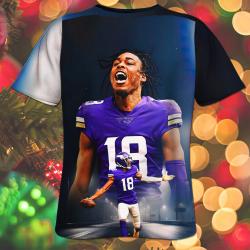 3D T-Shirt Justins All Over Print Shirt Jef American Ferson Football Sport Graphic Tees Short Sleeve Fashion T-Shirts For Men Women Gift Meaningful Gift For Family Gift For Boyfriend Valentine Gift