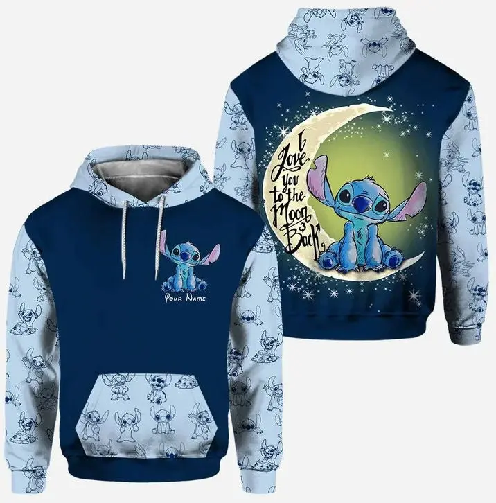 Stitch I Love You To The Moon and back Hoodie Custom Stitch Hoodie