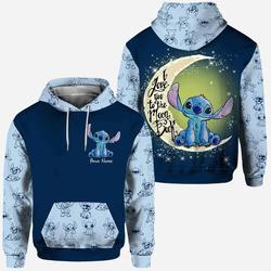 Stitch I Love You To The Moon and back Hoodie Custom Stitch Hoodie