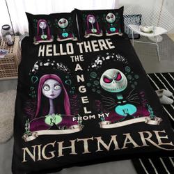 Jack and Sally Couple Hello There Bedding Set , Nightmare Before Christmas Bedding Set Gift For Your Girlfriend Boyfriend Gift For Love Gift For Friend Best Valentine Present Holiday Gift
