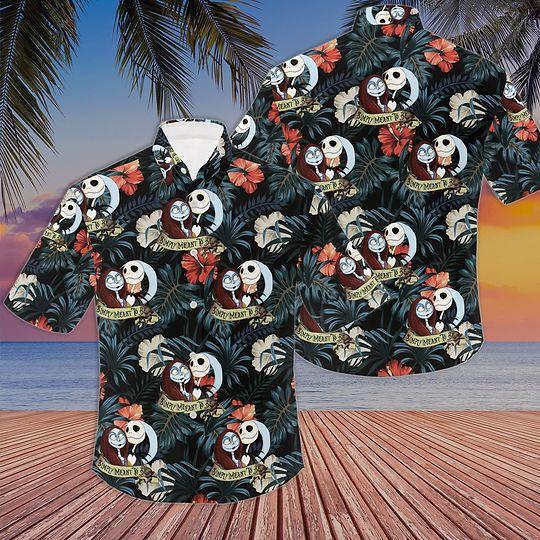Jack and Sally Hawaiian Shirt, Nightmare Before Christmas Aloha Shirt Gift For Your Girlfriend Boyfriend Gift For Love Gift For Friend Best Valentine Present Holiday Gift