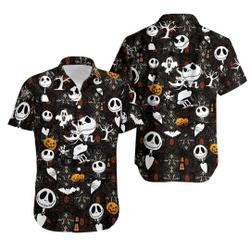 Jack Skellington Button Down Shirt, Nightmare Before Christmas Hawaiian Shirt Gift For Your Girlfriend Boyfriend Gift For Love Gift For Friend Best Valentine Present Holiday Gift