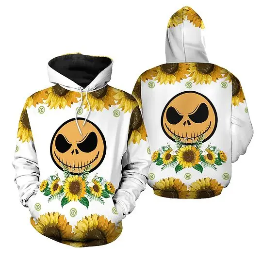Jack Skellington Sunflower Unisex Pullover 3D Hoodie All Over Print, Jack Skellington Unisex Pullover 3D Hoodie All Over Print