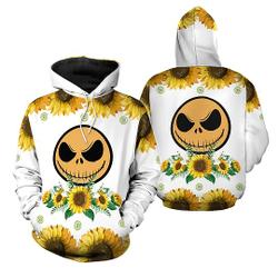 Jack Skellington Sunflower Unisex Pullover 3D Hoodie All Over Print, Jack Skellington Unisex Pullover 3D Hoodie All Over Print