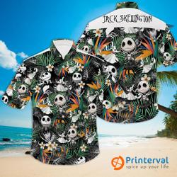Jack Skellington Tropical Halloween Casual Beach Hawaiian Shirt Gift For Your Girlfriend Boyfriend Gift For Love Gift For Friend Best Valentine Present Holiday Gift