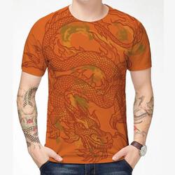 T shirt 3D Print Dragon Graphic Daily Tops Chinese Style Casual Light Pink Orange Gold Meaningful Gift For Family Gift For Boyfriend Valentine Gift
