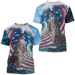 Jesus Eagle American Flag United States One Nation Under God 3D T Shirt Meaningful Gift For Family Gift For Boyfriend Valentine Gift