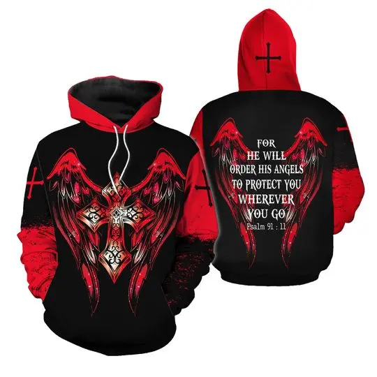 Jesus He Will Order His Angels 3D Pullover Hoodie