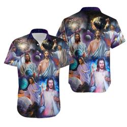 Jesus In Colorful Universe Hawaiian Shirt Gift For Your Girlfriend Boyfriend Gift For Love Gift For Friend Best Valentine Present Holiday Gift
