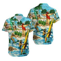 Jesus Surfing Summer Tropical Aloha Hawaiian Shirt Gift For Your Girlfriend Boyfriend Gift For Love Gift For Friend Best Valentine Present Holiday Gift