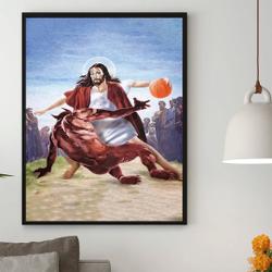 Jesus vs Satan in Basketball Poster Meaningful Gift For Family Gift For Boyfriend Valentine Gift Birthday Gift Holiday Gift