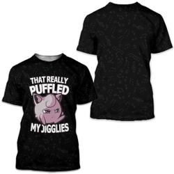 Jigglypuff PKM Quotes Black Pattern Disney 3D T-Shirt Meaningful Gift For Family Gift For Boyfriend Valentine Gift