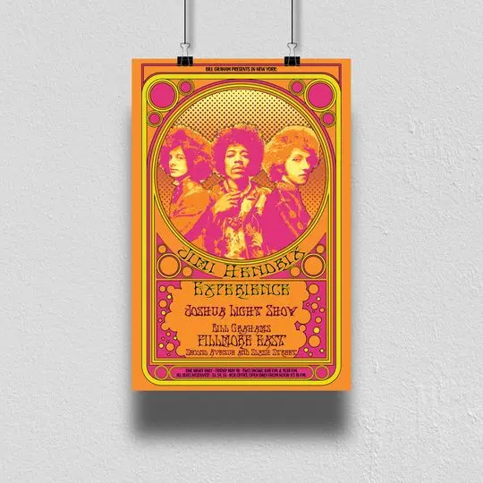 Jimi Hendrix Fillmore Poster Meaningful Gift For Family Gift For Boyfriend Valentine Gift Birthday Gift Holiday Gift