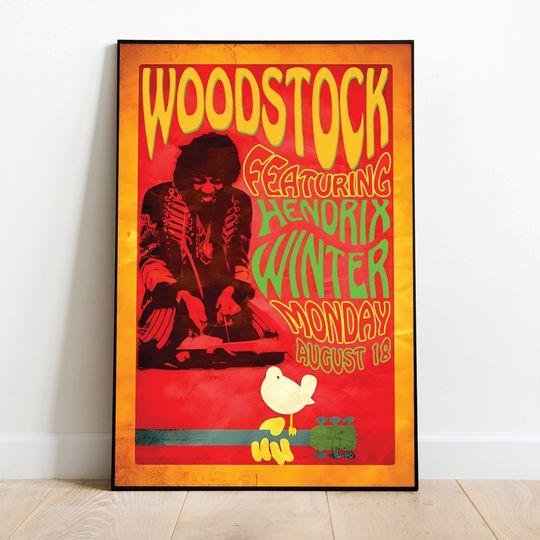 Jimi Hendrix Poster | Jimi Hendrix - Woodstock 1969 Poster Meaningful Gift For Family Gift For Boyfriend Valentine Gift Birthday Gift Holiday Gift