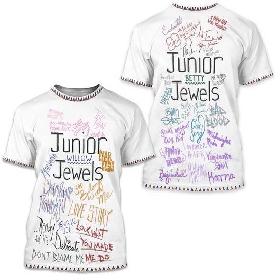 Junior Jewels ft. The Eras Tour Movie Setlist 3D T-shirt Meaningful Gift For Family Gift For Boyfriend Valentine Gift