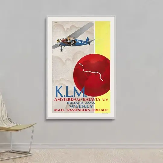 K.L.M. Amsterdam-Batavia Vintage 1930 Premium Matte Vertical Poster Meaningful Gift For Family Gift For Boyfriend Valentine Gift Birthday Gift Holiday Gift