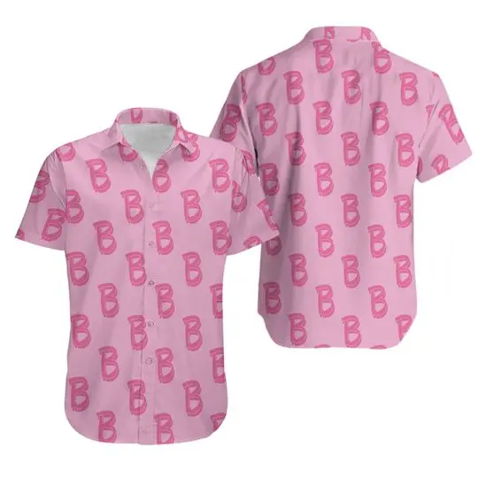 Ken Pink B Letter Pattern Shirt Gift For Your Girlfriend Boyfriend Gift For Love Gift For Friend Best Valentine Present Holiday Gift