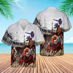 Kentucky Derby Horse Racing 3D Hawaiian Shirt Gift For Your Girlfriend Boyfriend Gift For Love Gift For Friend Best Valentine Present Holiday Gift