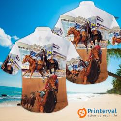 Kentucky Derby Horse Racing 3D Hawaiian Shirt Gift For Your Girlfriend Boyfriend Gift For Love Gift For Friend Best Valentine Present Holiday Gift
